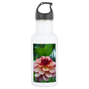 Botella De Agua Hermosa flor de dahlia rosa simple