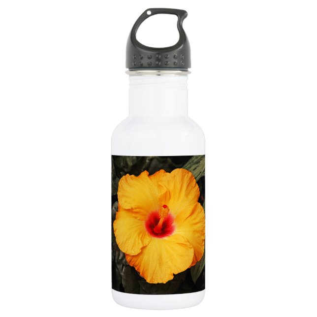 Botella De Agua Hermosa flor de hibisco naranja (Anverso)