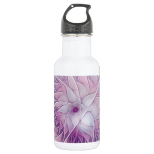 Botella De Agua Hermosa Flor Rosa Moderna Resumen Arte Fractal