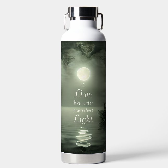 Botella De Agua Hermosa luz luna llena agua Inspiradora (Delantero)