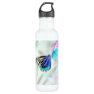 Botella De Agua Hermosa mariposa en flor - Foto negativa