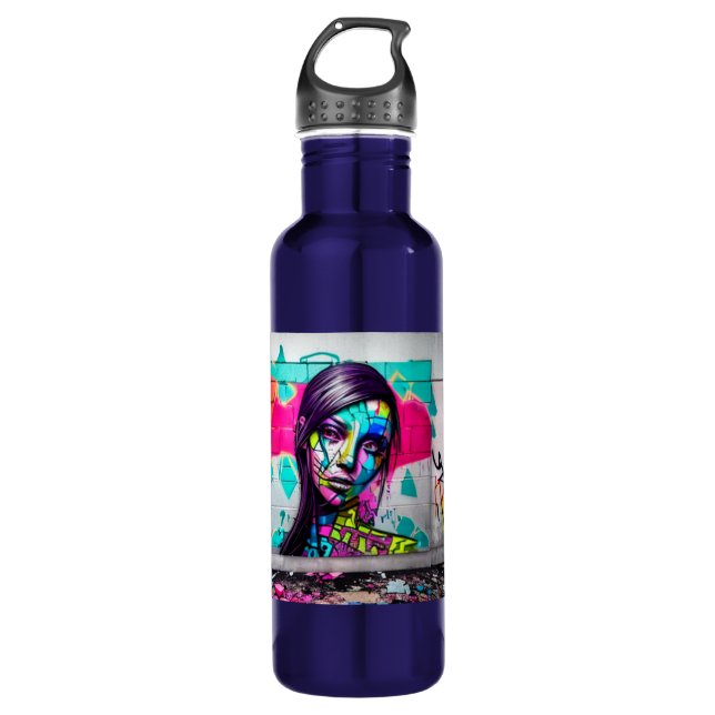 Botella De Agua Hermosa mujer de graffiti en (Anverso)