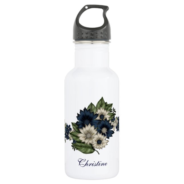 Botella De Agua Hermosa Personalizado Floral (Anverso)
