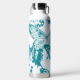 Botella De Agua Hermosa representación de mariposas con delineació