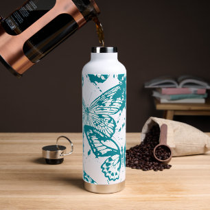Botella De Agua Hermosa representación de mariposas delineadas en
