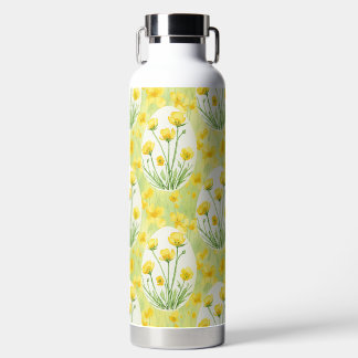 BOTELLA DE AGUA HERMOSAS FLORES AMARILLAS DE PRIMAVERA EN ACUARELA