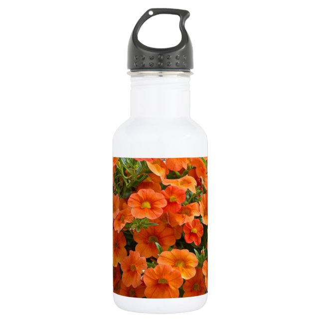 Botella De Agua Hermosas flores naranja petunia (Anverso)