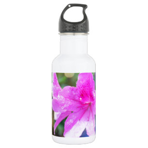 Botella De Agua Hermosas flores rosadas de jardín. Foto floral bot