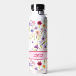Botella De Agua Hermosas flores rosadas femeninas de primavera par