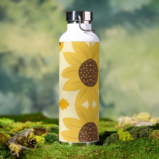 Botella De Agua Hermoso diseño de girasol (Exterior)