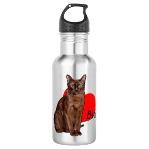 Botella De Agua Hermoso gato birmano dorado Moggy amor 