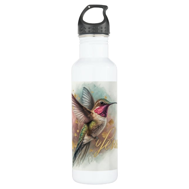 Botella De Agua Hermoso Hummingbird Arte Agua de acero inoxidable (Anverso)