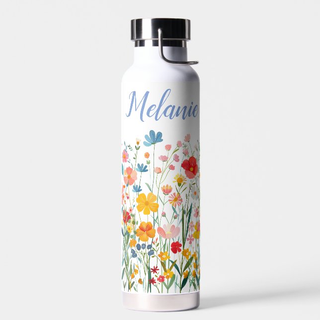 Botella De Agua Hermoso jardín acuático de flores silvestres (Izquierdo)