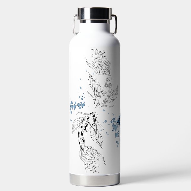 Botella De Agua Hermoso Koi Fish Japonés Nadando (Delantero)