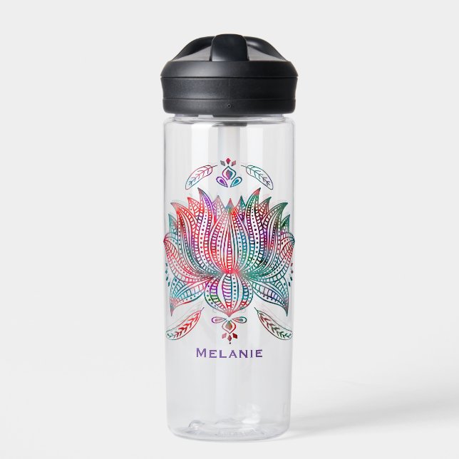 Botella De Agua Hermoso Lotus Flower Boho Art Personalizado (Delante)