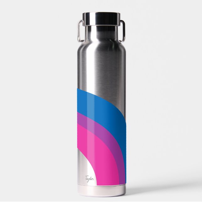 Botella De Agua Hermoso Monograma de Bandera del Orgullo Bisexual (Delantero)
