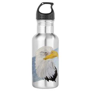 Botella De Agua Hermoso Ojo Dorado American Bald Eagle Art  