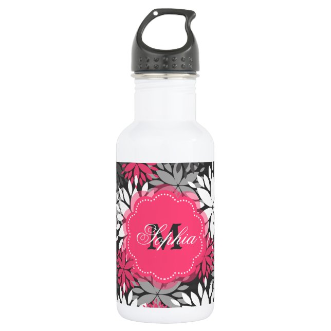 Botella De Agua Hermoso patrón floral monocasco de moda femenina (Anverso)