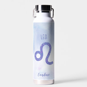 Botella De Agua Hermoso Rótulo Astrología Leo Personalizado Púrpur