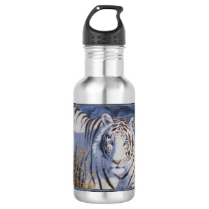 Botella De Agua Hermoso tigre blanco con ojos azul cristal