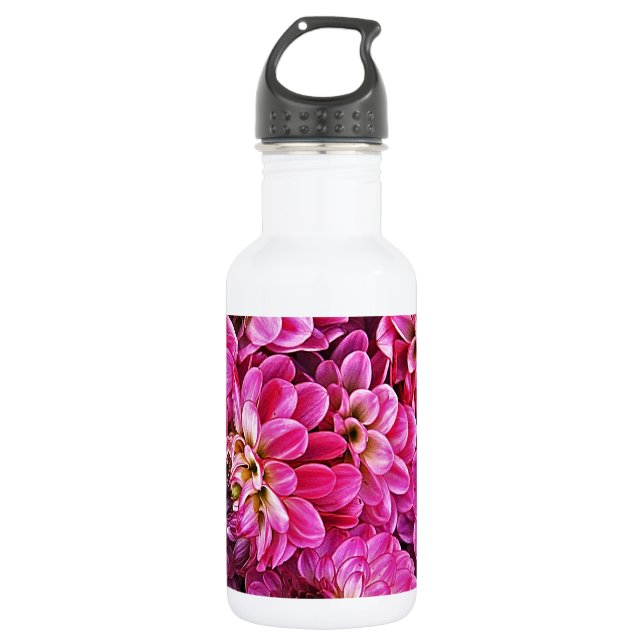 Botella De Agua Hermosos dahlias rosas (Anverso)