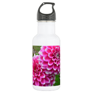 Botella De Agua Hermosos dahlias rosas en plena floración