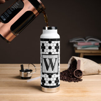 Botella De Agua Hex Tile Print Monograma Travel Mug
