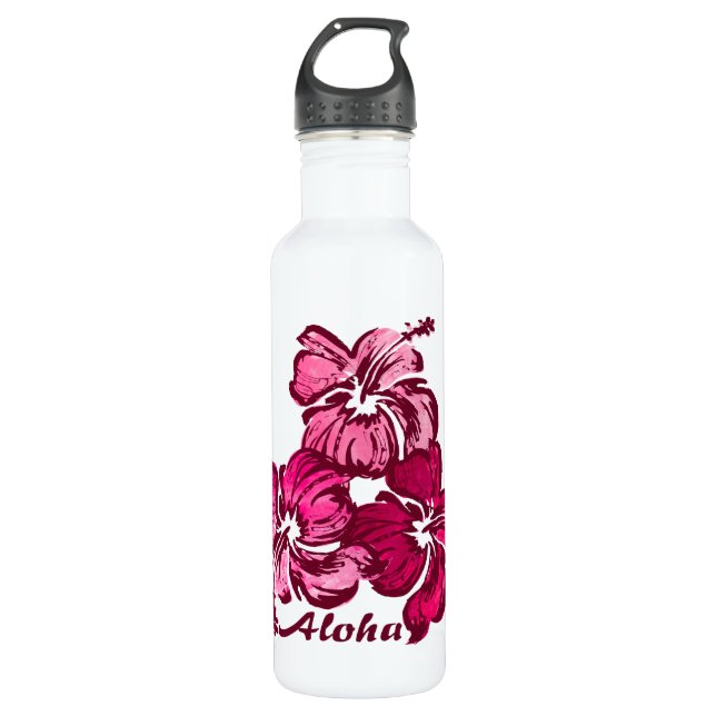 Botella De Agua Hibisco de la acuarela tropical (Anverso)