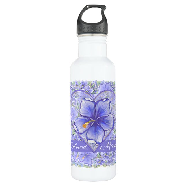 Botella De Agua Hibiscus & lace BLUE (Anverso)