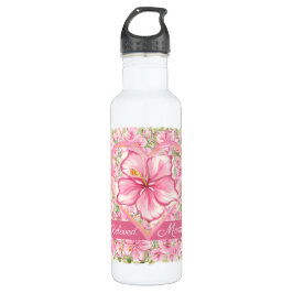 Botella De Agua Hibiscus & lace PINK