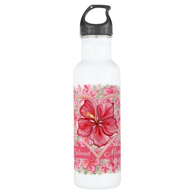 Botella De Agua Hibiscus & lace RED (Anverso)