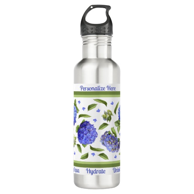 Botella De Agua Hidrangea Flores Arte Botánico Personalizado (Anverso)