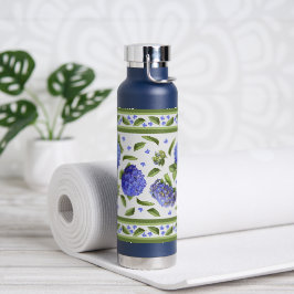 Botella De Agua Hidrangea Flores Diseño Floral Botánico