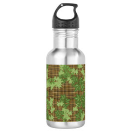 Botella De Agua Hiedra verde sobre placa dorada marrón