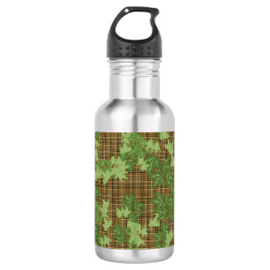 Botella De Agua Hiedra verde sobre placa dorada marrón