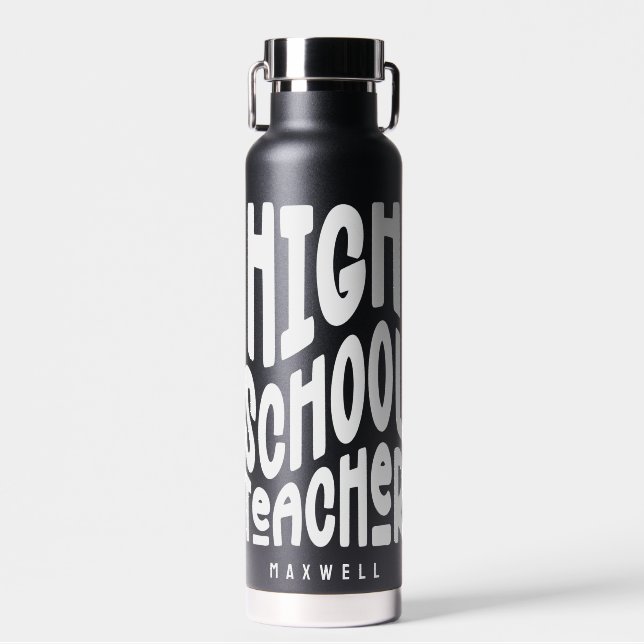 Botella De Agua High School Teacher Minimalist White Text (Delantero)