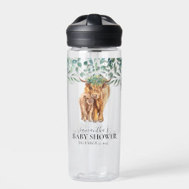 Botella De Agua Highland Cow Calf Baby Shower Eucalyptus