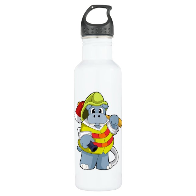 Botella De Agua Hipo como bombero con hacha (Anverso)