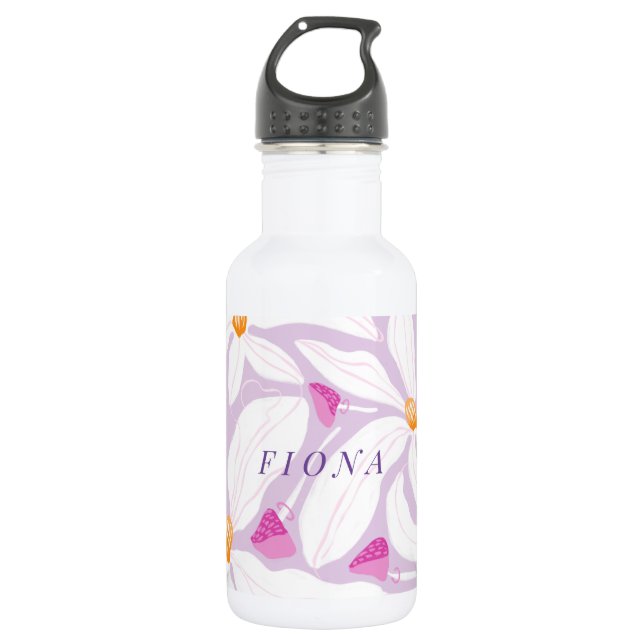 Botella De Agua Hippie Daisy Mushroom Pink Girly (Anverso)