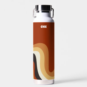Botella De Agua Hippie personalizado del Naranja Quemado ondulado