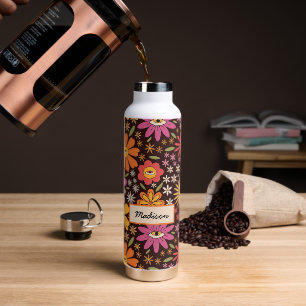 Botella De Agua Hippie Psicodélico Años 70 Groovy Flores Ojo Perso