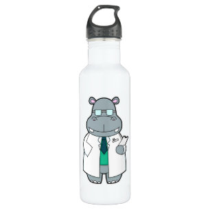 Botella De Agua Hippo como Médica con Smock