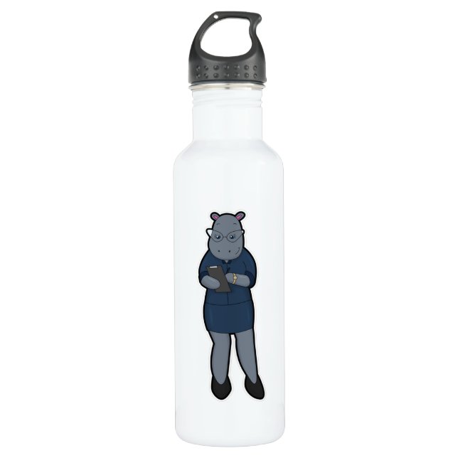 Botella De Agua Hippo como secretario con Notepad & Pen (Anverso)