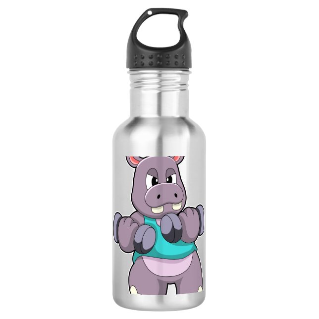 Botella De Agua Hippo en Bodybuilding with Dumbbels (Anverso)
