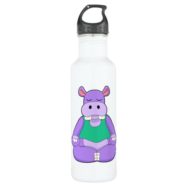 Botella De Agua Hippo en el yoga sentado (Anverso)