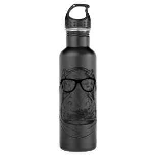 Botella De Agua Hippopotamus Hippo Nerdy Glasses Hippopotamus 78 H