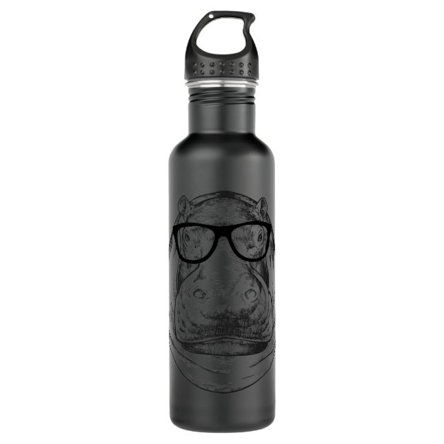 Botella De Agua Hippopotamus Hippo Nerdy Glasses Hippopotamus 78 H (Anverso)
