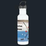 Botella De Agua Hockey - Crossed Sticks and Puck<br><div class="desc">A quality stainless steel water bottle to take wherever you go. The design features crossed sticks and puck enhanced by red and white stars. These are placed on an artistic background that, in itself, signifies the sport of hockey. See Options. Personalize with a name. When you select “Personalize this design”...</div>