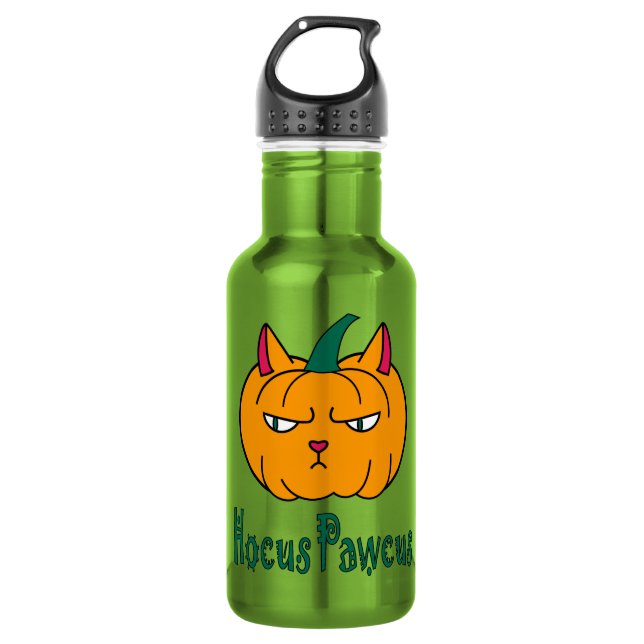 Botella De Agua Hocucus pawcus Halloween calabaza ginger cat magia (Anverso)