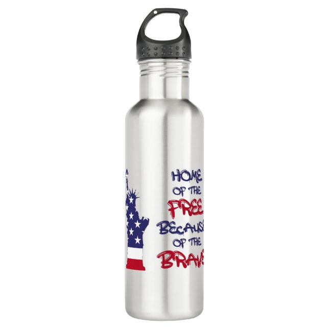 Botella De Agua Hogar de los libres por la valiente señal (Anverso)